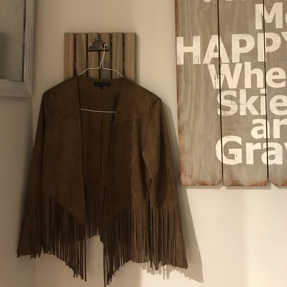 Faux Suede Leather Fringe Jacket